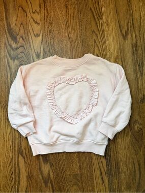 Zara Light Pink Ruffle Heart Sweatshirt